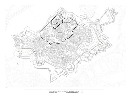 Planta baja de la segunda cerca islámica de Elvas, tramo de la antigua fábrica de Ameixas