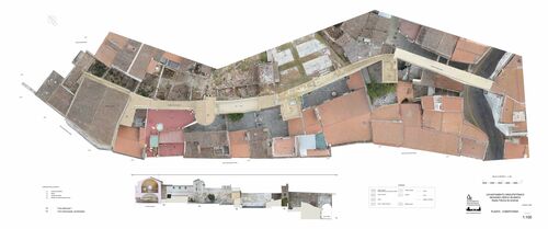 Planta de cubiertas de la segunda cerca islámica de Elvas, tramo de la antigua fábrica de Ameixas