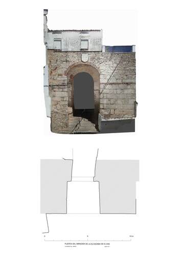 Planta y alzado de la puerta del Mirador de la alcazaba de Elvas 