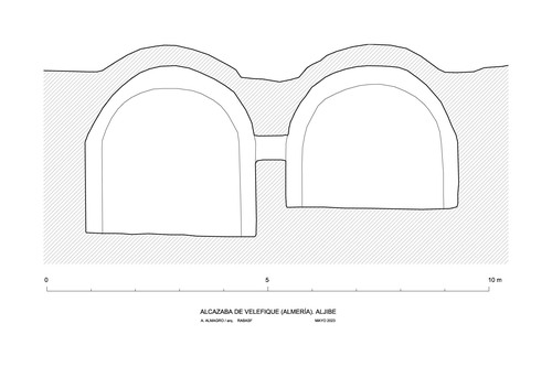 Sección transversal del aljibe de la alcazaba de Velefique