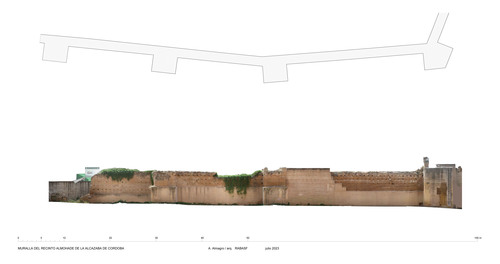 Planta y alzado del frente noroeste de la muralla de la alcazaba de Córdoba