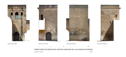 Alzados de la torre-puerta de Belén en el recinto almohade de la alcazaba de Córdoba