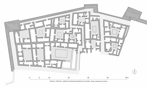 Planta de barrio de viviendas de la alcazaba de Mértola