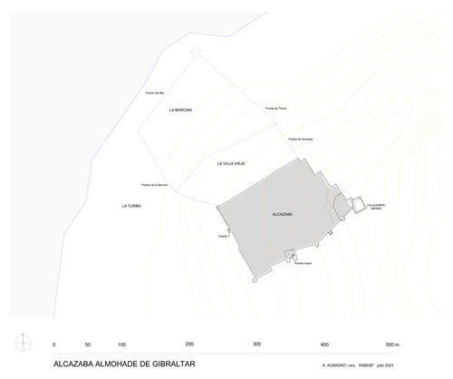 Planta de la alcazaba almohade de Gibraltar 