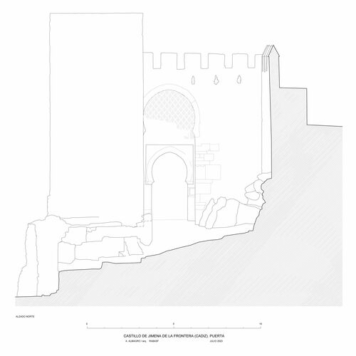 Alzado exterior de la puerta del castillo de Jimena de la Frontera