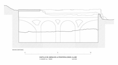Sección longitudinal del aljibe del castillo de Jimena de la Frontera