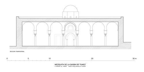 Sección transversal de la mezquita de la qasba de Túnez