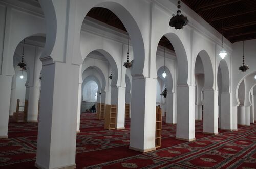 Vista desde el noreste de la sala de oración de la mezquita de los Andalusíes de Fez