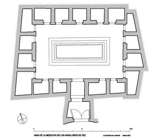 Planta de la mīḍāʾa de la mezquita de los Andalusíes de Fez