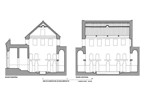 Secciones de la mīḍāʾa de la mezquita de los Andalusíes de Fez