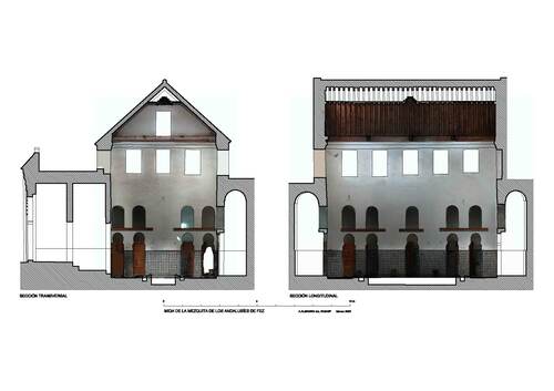 Secciones con ortoimagenes de la mīḍāʾa de la mezquita de los Andalusíes de Fez