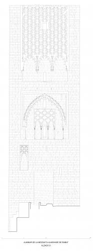 Alzado oeste del alminar de la mezquita almohade de Rabat