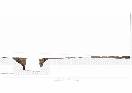 Sección transversal del foso con el arco del acueducto de la qasba de Rabat