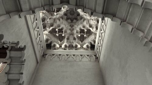 Modelo virtual de la hipótesis de la bóveda occidental de la nave junto a la qibla de la mezquita de Tinmal