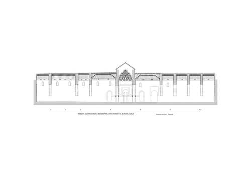 Sección transversal de la mezquita de Salé por la nave inmediata al muro de la qibla