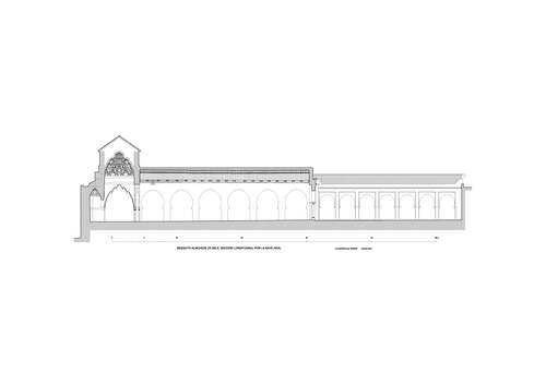 Sección longitudinal por la nave axial de la mezquita de Salé 