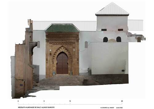 Zona central del alzado sureste de la mezquita de Salé