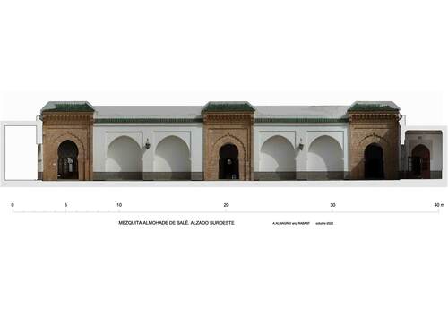 Alzado suroeste de la mezquita de Salé con ortoimagen