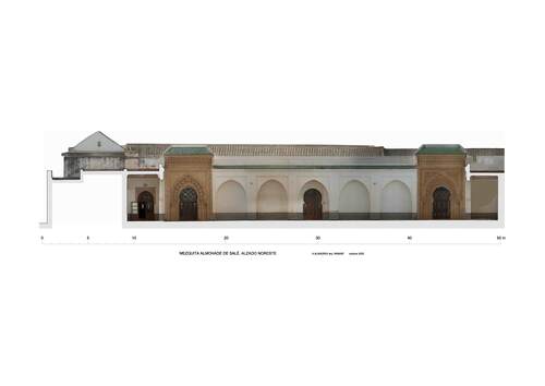 Alzado noreste de la mezquita de Salé con ortoimagen