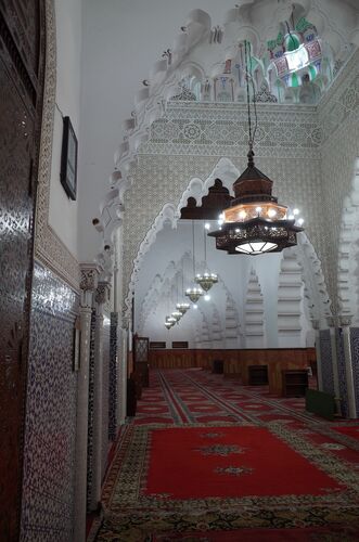 Vista de la nave inmediata al muro de la qibla de la mezquita de Salé