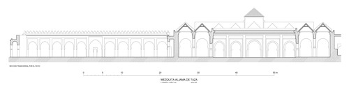 Seccón transversal por el patio de la mezquita aljama de Taza