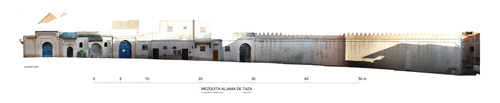 Alzado sur de la mezquita aljama de Taza con ortoimagen