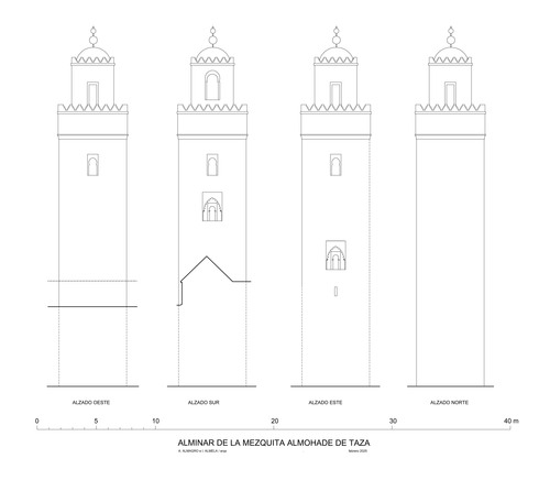 Alzados del alminar de la mezquita almohade de Taza