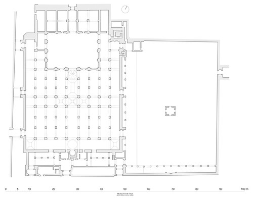 Planta de la mezquita aljama de Taza según Maslow y Terrasse (1937; 1943)