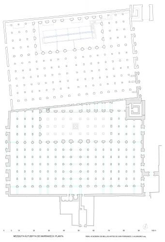 Planta actual de los restos de la primera fase y de la mezquita actual