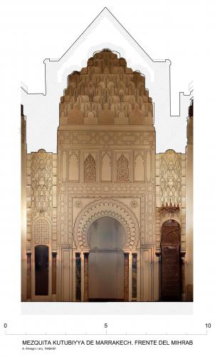 Alzadodel frente del segundo mihrab en la mezquita actual con ortoimagen