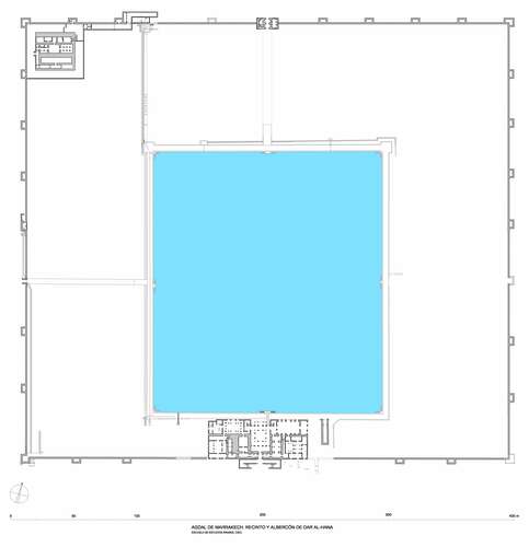 Planta de Dār al-Hanāʾ en el Agdal de Marrakech