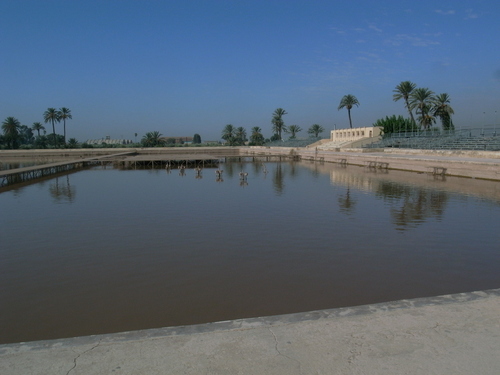 Vista del lado norte del albercón de la Menara de Marrakech