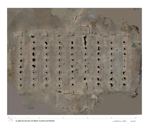 Planta exterior del aljibe de Sidi Bu Othman con ortoimagen