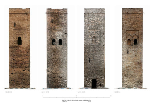 Alzados del alminar menor del ribat de Tit con ortoimágenes