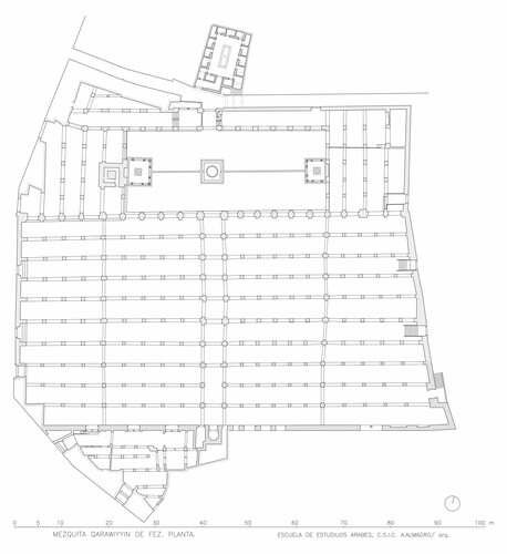 Planta general de situación de la mida de la mezquita al-Qarawiyyin de Fez