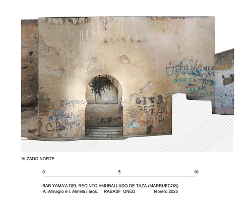 Alzado Norte de la Bāb al-Ŷāmaʿ de Taza con ortoimagen