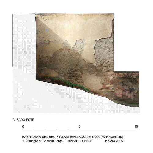 Alzado Este de la Bāb al-Ŷāmaʿ de Taza con ortoimagen