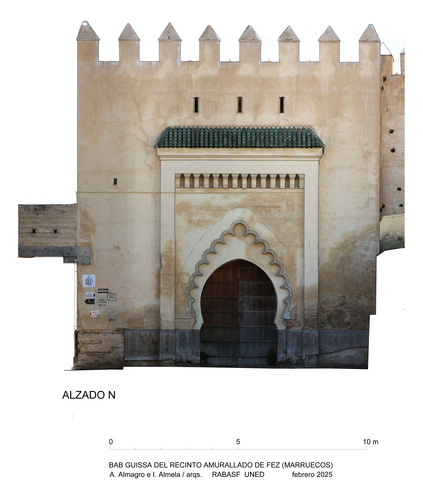 Alzado norte de la Bāb al-Gīsa de Fez con ortoimagen