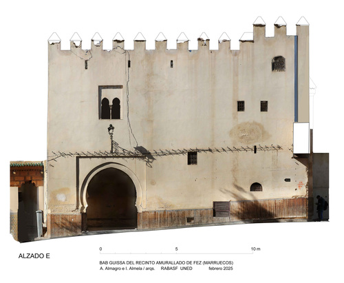 Alzado este de la Bāb al-Gīsa de Fez con ortoimagen
