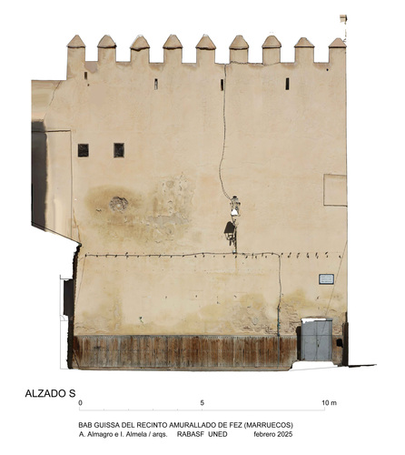 Alzado sur de la Bāb al-Gīsa de Fez con ortoimagen