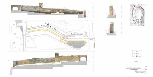 Sector entre puerta de Carros y puerta del Alpéndiz. Planta y alzados tramo 1-2. Estado final