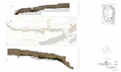 Sector entre puerta de Carros y puerta del Alpéndiz. Planta y alzados tramo 5-6. Estado previo