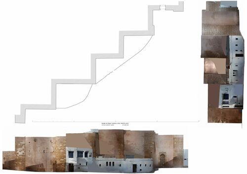 Planta y alzados de la muralla en redientes del frente este de la qasba de Rabat