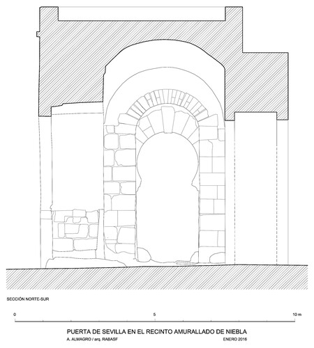 Sección norte-sur de la Puerta de Sevilla