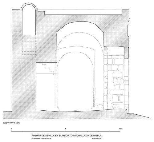 Sección oesteéste de la Puerta de Sevilla