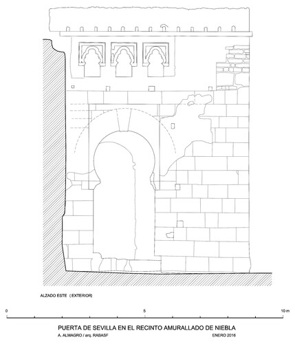 Alzado exterior este de la Puerta de Sevilla