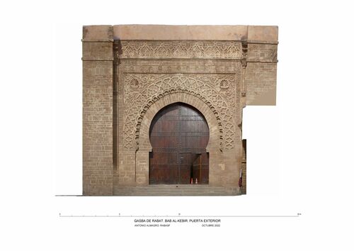Ortoimagen del arco exterior de la Bab al-Kebir de la qasba de Reabat