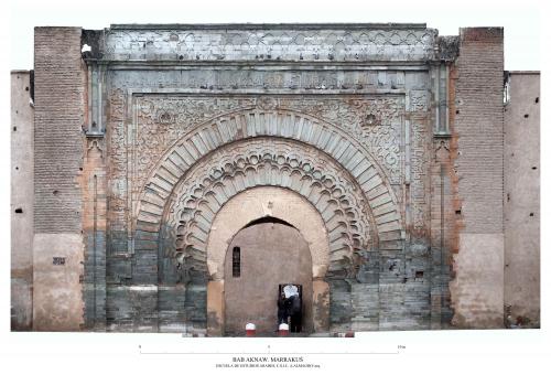 Alzado exterior de la Bāb Aknāw con ortoimagen en 2018