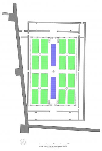 Planta hipotética del nivel de los salones del patio del Crucero en época añmohade