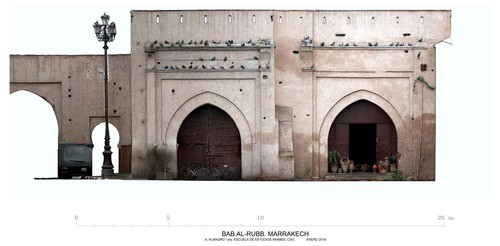 Alzado de la Bāb al-Rubb con ortoimagen 